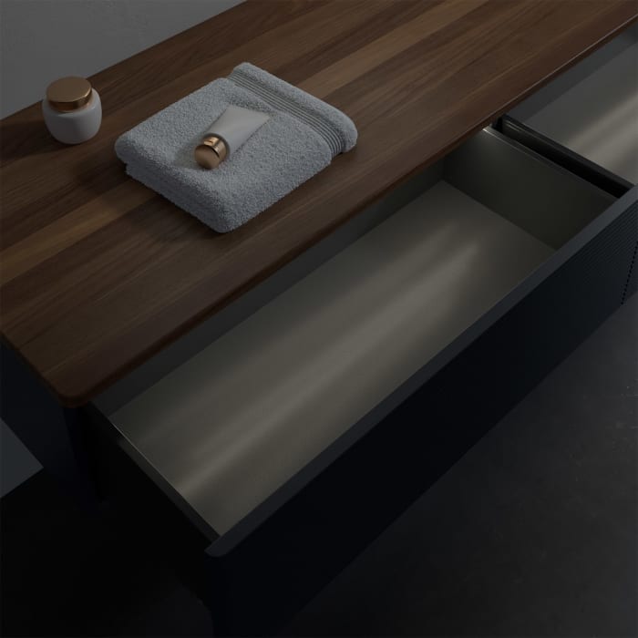 Villeroy & Boch Antao Sideboard 160 x 50 cm, 2 Auszüge, Fronten mit Struktur, mit LED-Licht