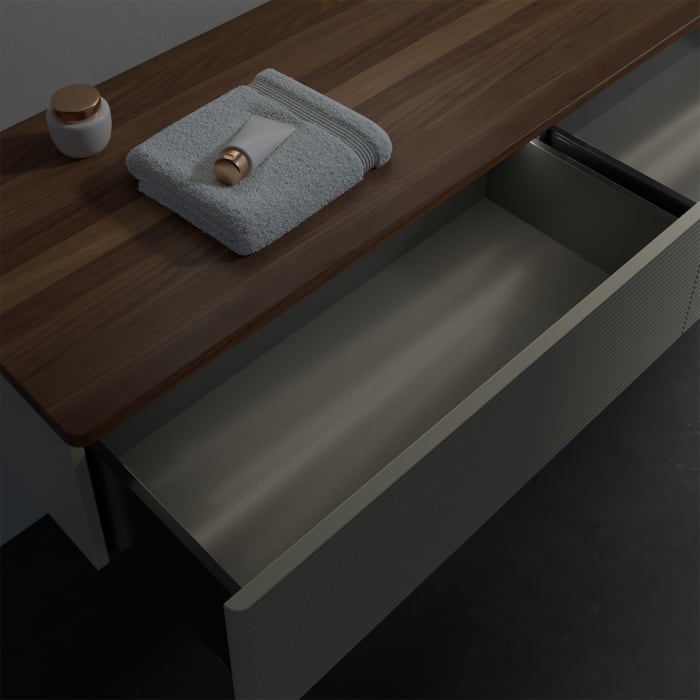 Villeroy & Boch Antao Sideboard 160 x 50 cm, 2 Auszüge, Fronten mit Struktur, mit LED-Licht