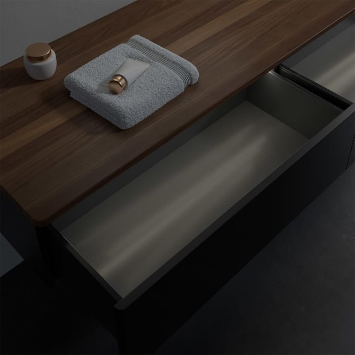 Villeroy & Boch Antao Sideboard 160 x 50 cm, 2 Auszüge, Fronten mit Struktur, mit LED-Licht