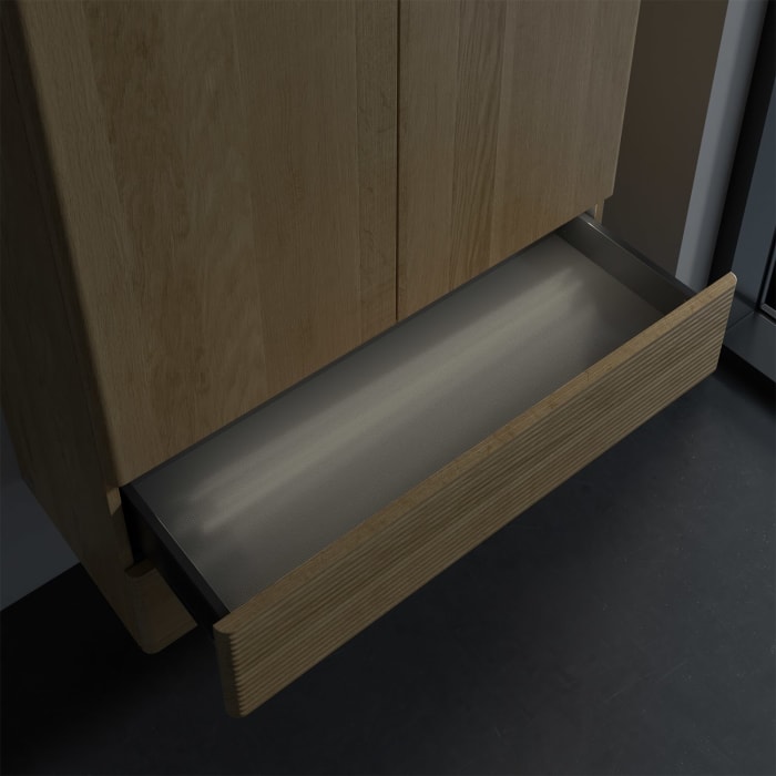 Villeroy & Boch Antao Highboard 81,4 x 103,9 cm, 2 Türen, Fronten mit Struktur, mit LED-Licht