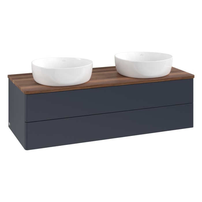 Villeroy & Boch Antao Waschbeckenunterschrank, 120 x 19 cm, 2 Auszüge, Fronten ohne Struktur, ohne Hahnloch, für Waschtisch links und rechts