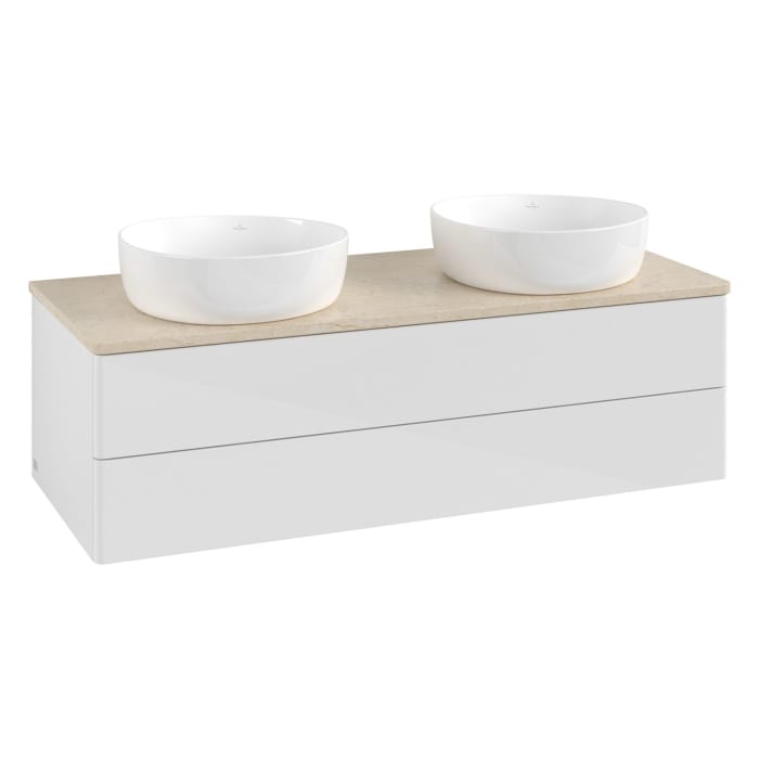 Villeroy & Boch Antao Waschbeckenunterschrank, 120 x 19 cm, 2 Auszüge, Fronten ohne Struktur, ohne Hahnloch, für Waschtisch links und rechts
