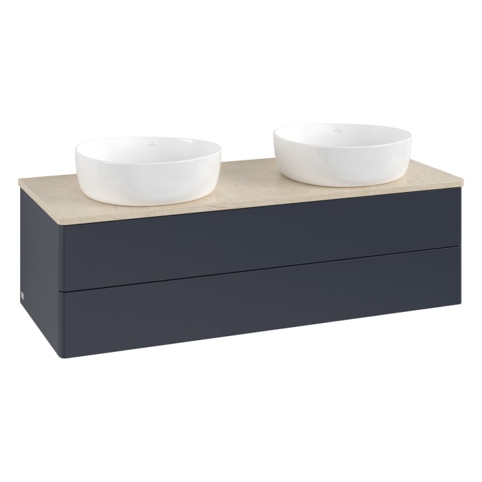 Villeroy & Boch Antao Waschbeckenunterschrank, 120 x 19 cm, 2 Auszüge, Fronten ohne Struktur, ohne Hahnloch, für Waschtisch links und rechts