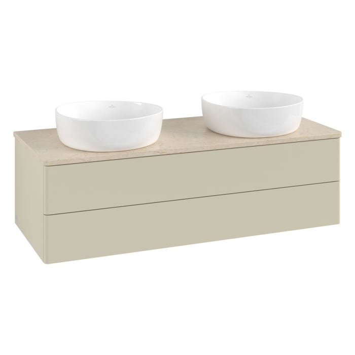 Villeroy & Boch Antao Waschbeckenunterschrank, 120 x 19 cm, 2 Auszüge, Fronten ohne Struktur, ohne Hahnloch, für Waschtisch links und rechts