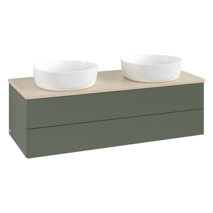 Villeroy & Boch Antao Waschbeckenunterschrank, 120 x 19 cm, 2 Auszüge, Fronten ohne Struktur, ohne Hahnloch, für Waschtisch links und rechts