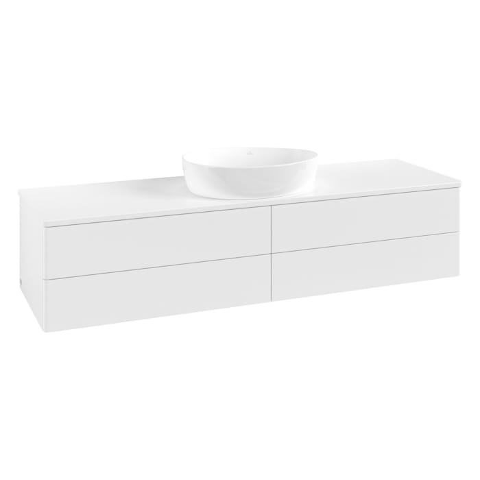 Villeroy & Boch Antao Waschbeckenunterschrank, 160 x 19 cm, 4 Auszüge, Fronten ohne Struktur, ohne Hahnloch, für Waschtisch mittig