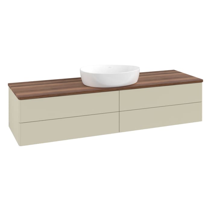 Villeroy & Boch Antao Waschbeckenunterschrank, 160 x 19 cm, 4 Auszüge, Fronten ohne Struktur, ohne Hahnloch, für Waschtisch mittig