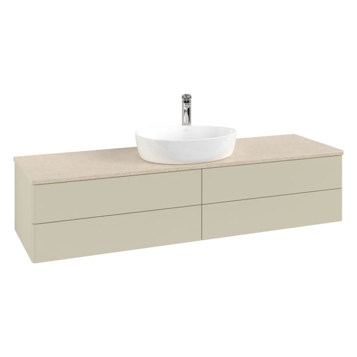 Villeroy & Boch Antao Waschbeckenunterschrank, 160 x 19 cm, 4 Auszüge, Fronten ohne Struktur, mit Hahnloch, für Waschtisch mittig