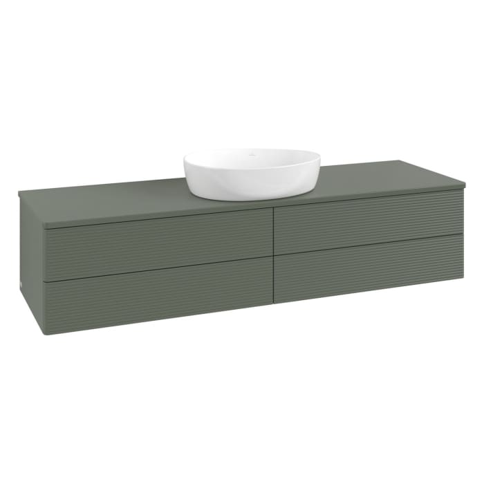 Villeroy & Boch Antao Waschbeckenunterschrank, 160 x 19 cm, 4 Auszüge, Fronten mit Struktur, ohne Hahnloch, für Waschtisch mittig
