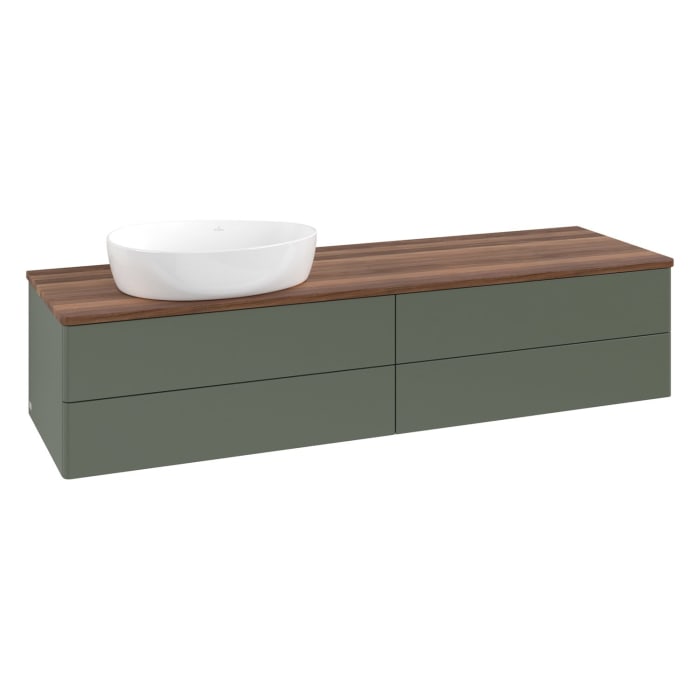 Villeroy & Boch Antao Waschbeckenunterschrank, 160 x 19 cm, 4 Auszüge, Fronten ohne Struktur, ohne Hahnloch, für Waschtisch links