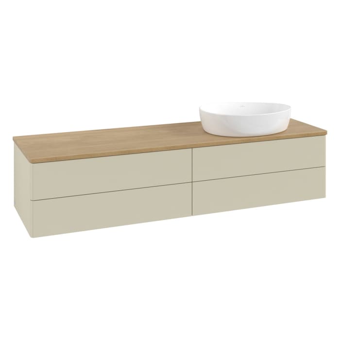 Villeroy & Boch Antao Waschbeckenunterschrank, 160 x 19 cm, 4 Auszüge, Fronten ohne Struktur, ohne Hahnloch, für Waschtisch rechts