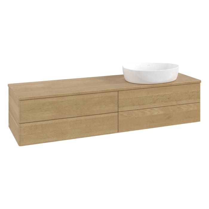 Villeroy & Boch Antao Waschbeckenunterschrank, 160 x 19 cm, 4 Auszüge, Fronten ohne Struktur, ohne Hahnloch, für Waschtisch rechts