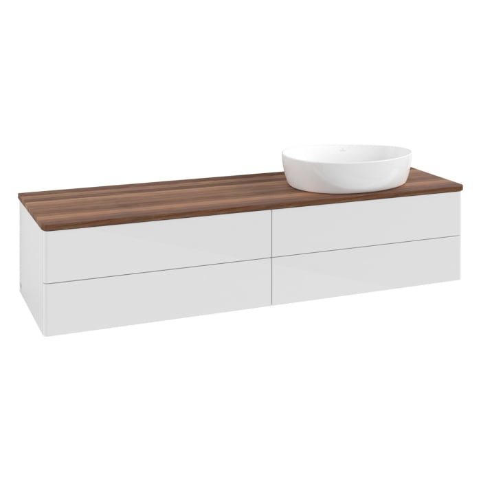 Villeroy & Boch Antao Waschbeckenunterschrank, 160 x 19 cm, 4 Auszüge, Fronten ohne Struktur, ohne Hahnloch, für Waschtisch rechts