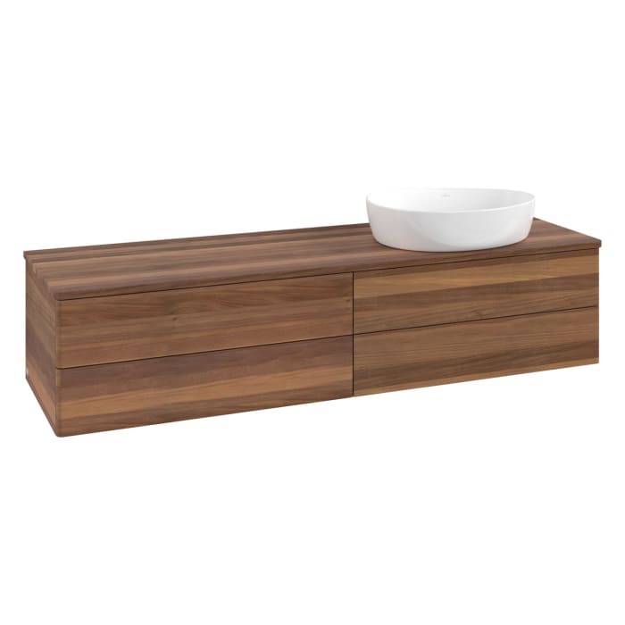 Villeroy & Boch Antao Waschbeckenunterschrank, 160 x 19 cm, 4 Auszüge, Fronten ohne Struktur, ohne Hahnloch, für Waschtisch rechts