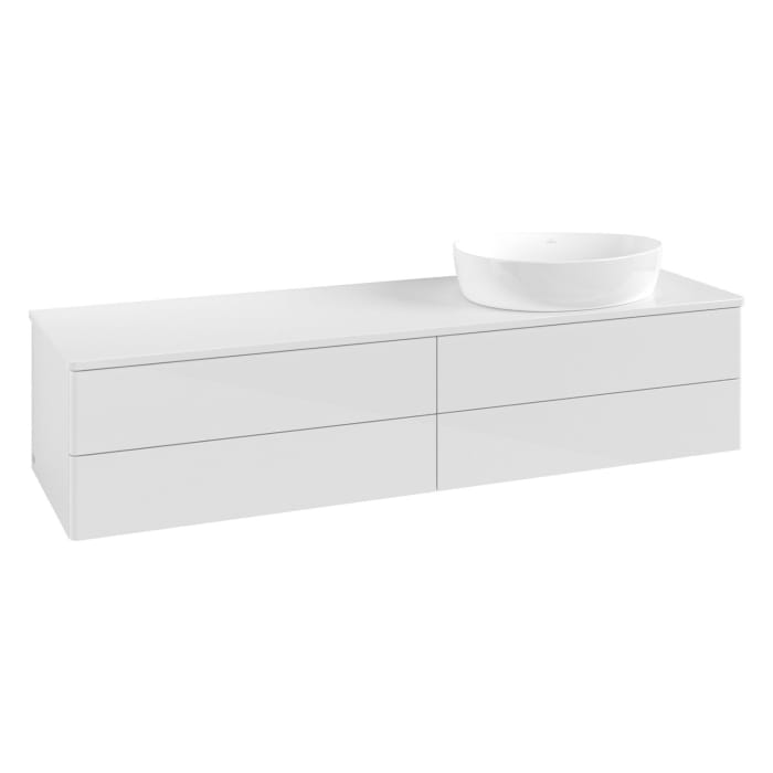 Villeroy & Boch Antao Waschbeckenunterschrank, 160 x 19 cm, 4 Auszüge, Fronten ohne Struktur, mit Hahnloch, für Waschtisch rechts