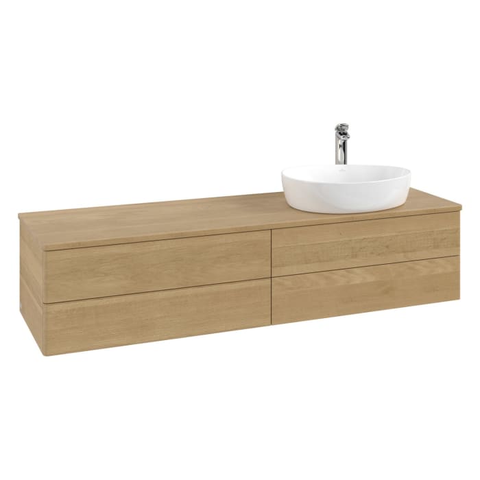 Villeroy & Boch Antao Waschbeckenunterschrank, 160 x 19 cm, 4 Auszüge, Fronten ohne Struktur, mit Hahnloch, für Waschtisch rechts
