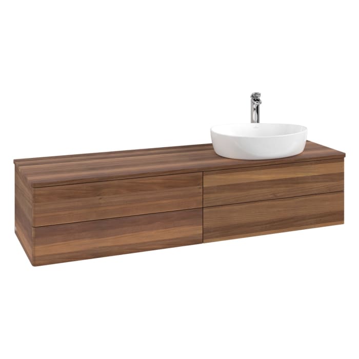 Villeroy & Boch Antao Waschbeckenunterschrank, 160 x 19 cm, 4 Auszüge, Fronten ohne Struktur, mit Hahnloch, für Waschtisch rechts