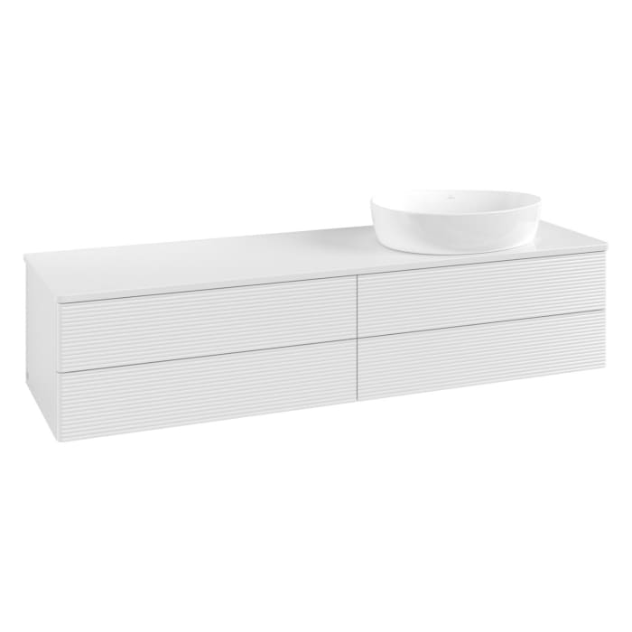 Villeroy & Boch Antao Waschbeckenunterschrank, 160 x 19 cm, 4 Auszüge, Fronten mit Struktur, mit Hahnloch, für Waschtisch rechts