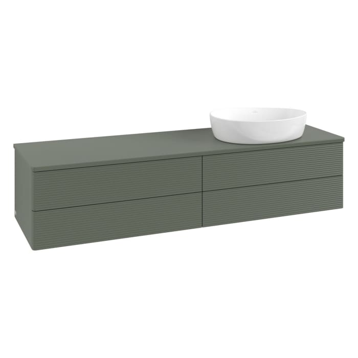 Villeroy & Boch Antao Waschbeckenunterschrank, 160 x 19 cm, 4 Auszüge, Fronten mit Struktur, mit Hahnloch, für Waschtisch rechts