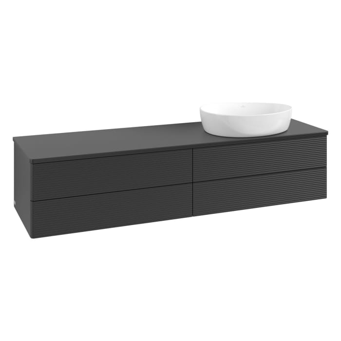 Villeroy & Boch Antao Waschbeckenunterschrank, 160 x 19 cm, 4 Auszüge, Fronten mit Struktur, mit Hahnloch, für Waschtisch rechts