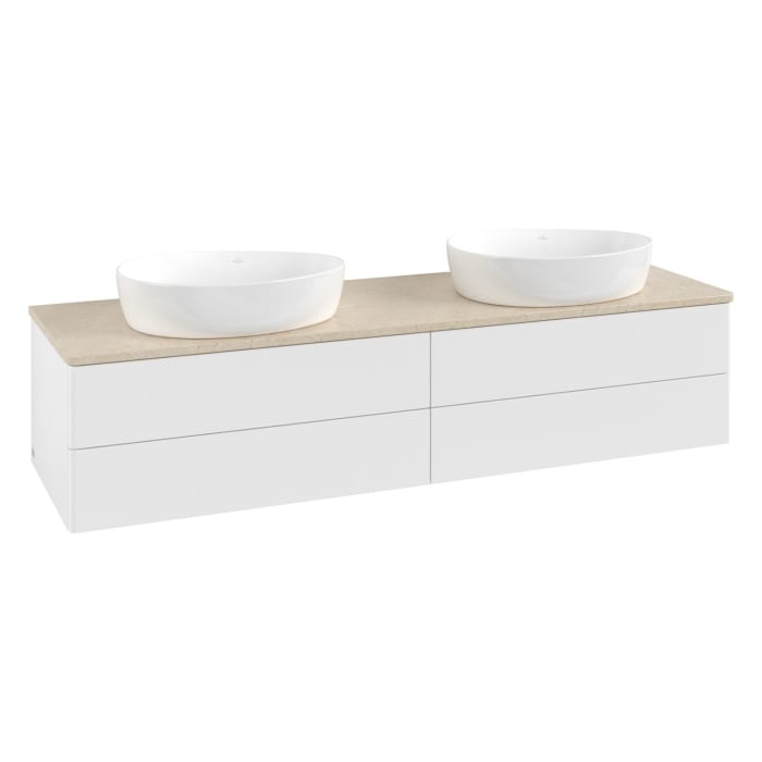 Villeroy & Boch Antao Waschbeckenunterschrank, 160 x 19 cm, 4 Auszüge, Fronten ohne Struktur, ohne Hahnloch, für Waschtisch links und rechts