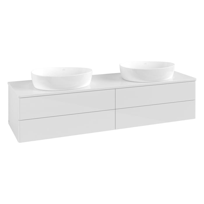 Villeroy & Boch Antao Waschbeckenunterschrank, 160 x 19 cm, 4 Auszüge, Fronten ohne Struktur, mit Hahnloch, für Waschtisch links und rechts