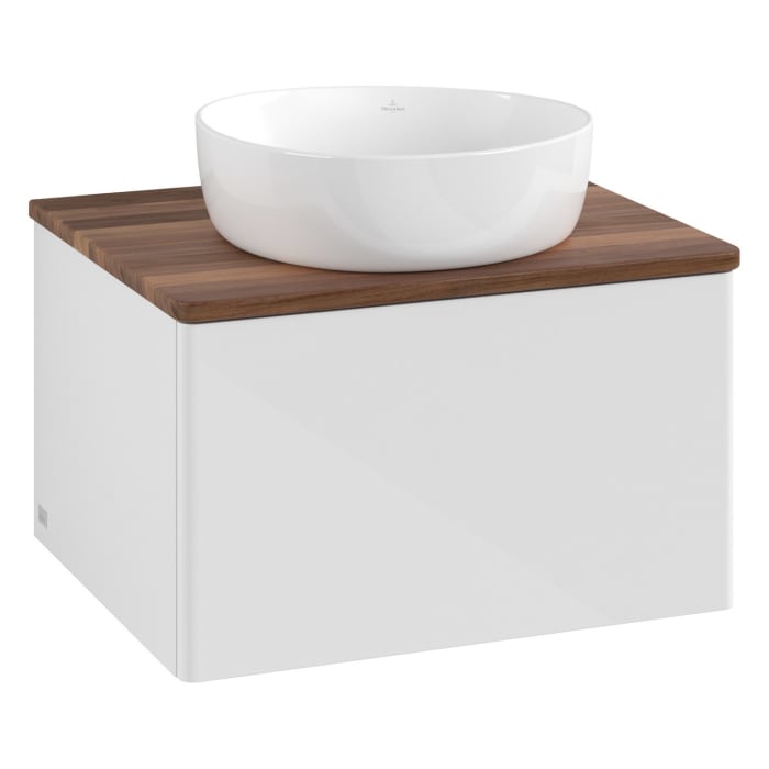 Villeroy & Boch Antao Waschbeckenunterschrank, 60 x 36 cm, 1 Auszug, Front ohne Struktur, ohne Hahnloch