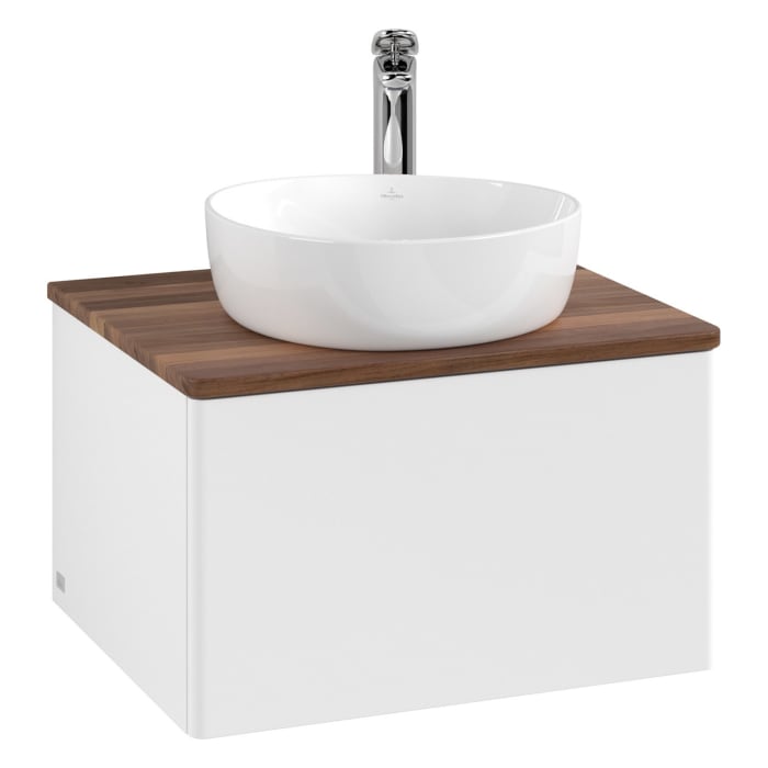 Villeroy & Boch Antao Waschbeckenunterschrank, 60 x 36 cm, 1 Auszug, Front ohne Struktur, mit Hahnloch