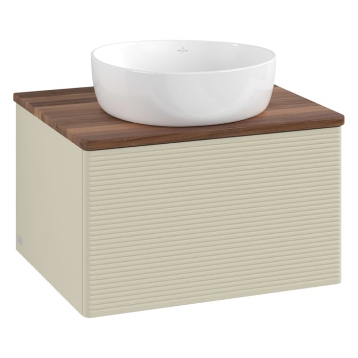 Villeroy & Boch Antao Waschbeckenunterschrank, 60 x 36 cm, 1 Auszug, Front mit Struktur, ohne Hahnloch