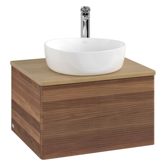 Villeroy & Boch Antao Waschbeckenunterschrank, 60 x 36 cm, 1 Auszug, Front mit Struktur, mit Hahnloch