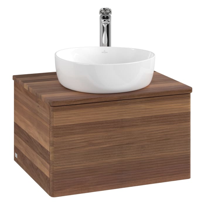 Villeroy & Boch Antao Waschbeckenunterschrank, 60 x 36 cm, 1 Auszug, Front mit Struktur, mit Hahnloch