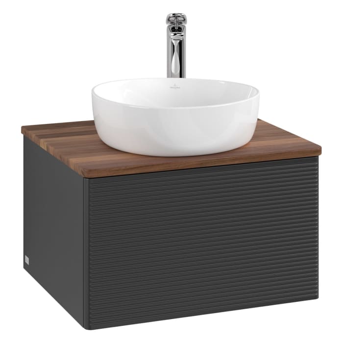 Villeroy & Boch Antao Waschbeckenunterschrank, 60 x 36 cm, 1 Auszug, Front mit Struktur, mit Hahnloch