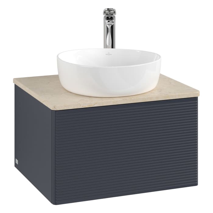 Villeroy & Boch Antao Waschbeckenunterschrank, 60 x 36 cm, 1 Auszug, Front mit Struktur, mit Hahnloch