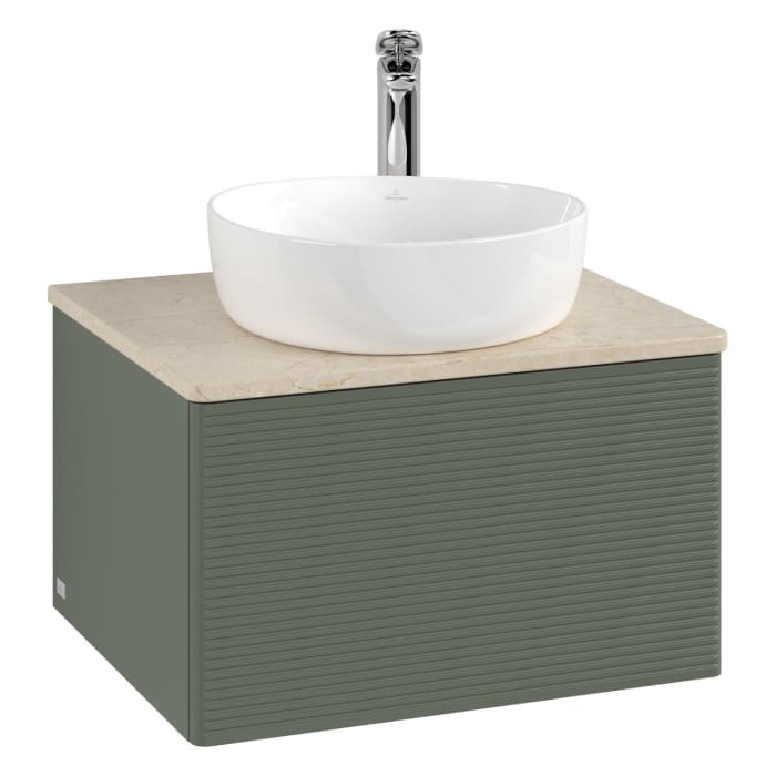 Villeroy & Boch Antao Waschbeckenunterschrank, 60 x 36 cm, 1 Auszug, Front mit Struktur, mit Hahnloch