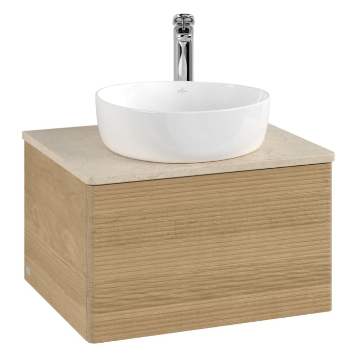 Villeroy & Boch Antao Waschbeckenunterschrank, 60 x 36 cm, 1 Auszug, Front mit Struktur, mit Hahnloch