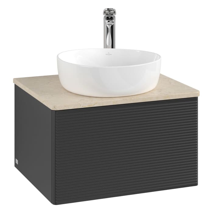 Villeroy & Boch Antao Waschbeckenunterschrank, 60 x 36 cm, 1 Auszug, Front mit Struktur, mit Hahnloch