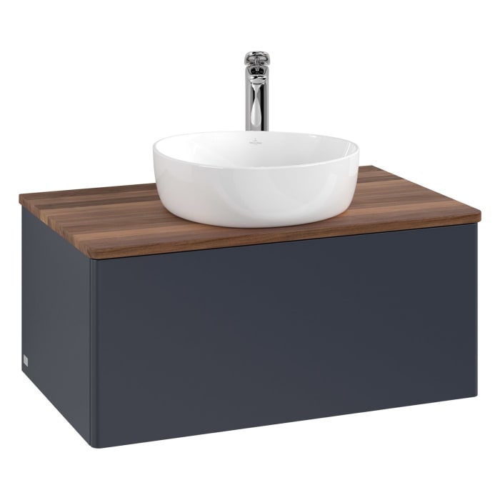 Villeroy & Boch Antao Waschbeckenunterschrank, 80 x 36 cm, 1 Auszug, Front ohne Struktur, mit Hahnloch