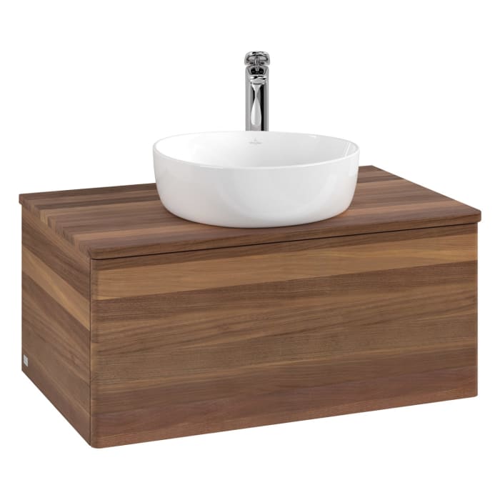 Villeroy & Boch Antao Waschbeckenunterschrank, 80 x 36 cm, 1 Auszug, Front ohne Struktur, mit Hahnloch