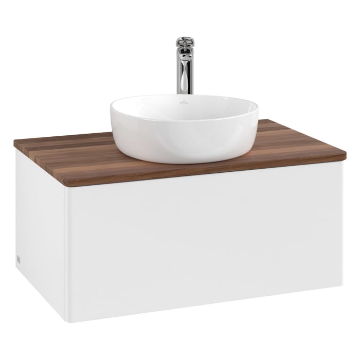 Villeroy & Boch Antao Waschbeckenunterschrank, 80 x 36 cm, 1 Auszug, Front ohne Struktur, mit Hahnloch