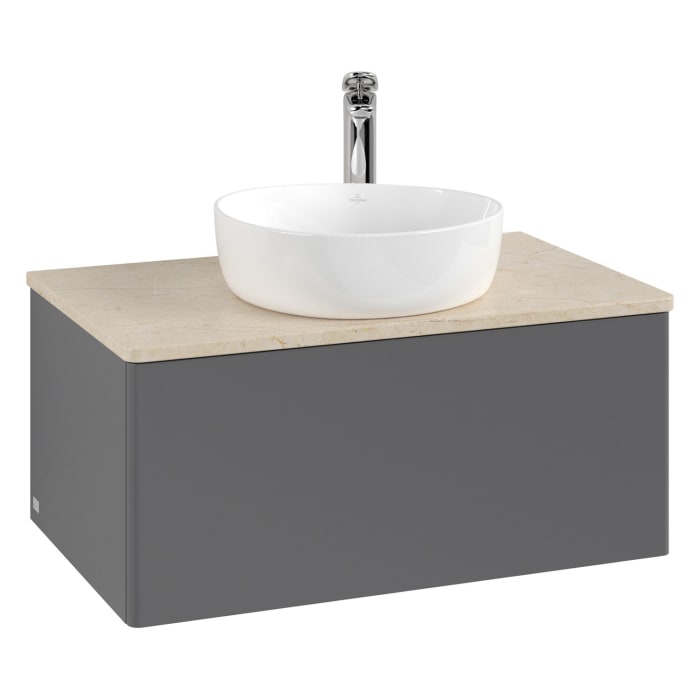 Villeroy & Boch Antao Waschbeckenunterschrank, 80 x 36 cm, 1 Auszug, Front ohne Struktur, mit Hahnloch