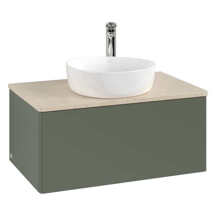 Villeroy & Boch Antao Waschbeckenunterschrank, 80 x 36 cm, 1 Auszug, Front ohne Struktur, mit Hahnloch