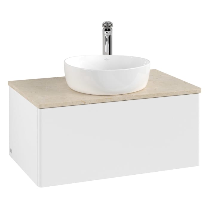 Villeroy & Boch Antao Waschbeckenunterschrank, 80 x 36 cm, 1 Auszug, Front ohne Struktur, mit Hahnloch