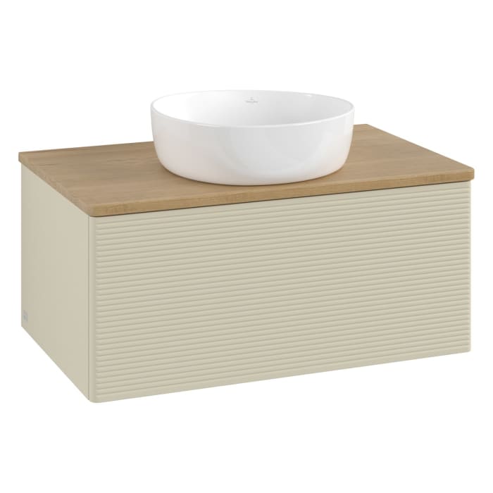 Villeroy & Boch Antao Waschbeckenunterschrank, 80 x 36 cm, 1 Auszug, Front mit Struktur, ohne Hahnloch