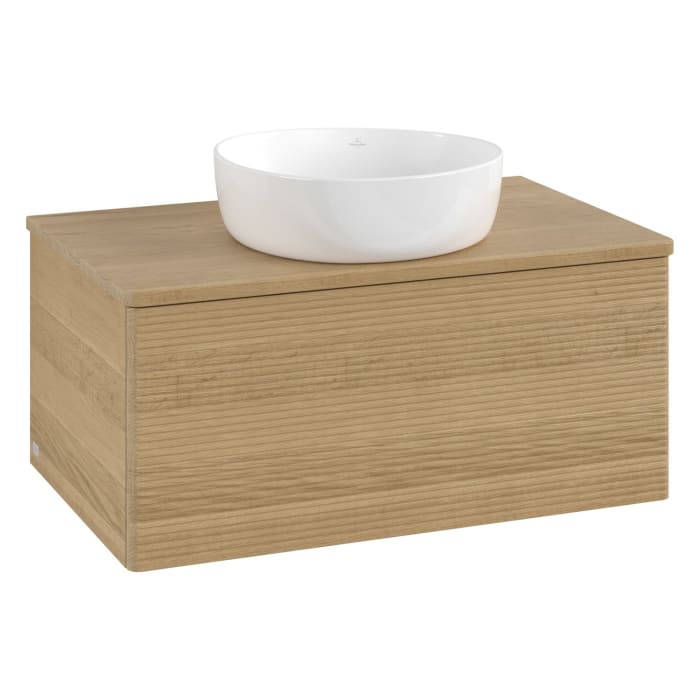 Villeroy & Boch Antao Waschbeckenunterschrank, 80 x 36 cm, 1 Auszug, Front mit Struktur, ohne Hahnloch