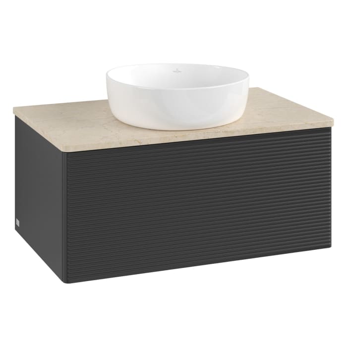 Villeroy & Boch Antao Waschbeckenunterschrank, 80 x 36 cm, 1 Auszug, Front mit Struktur, ohne Hahnloch