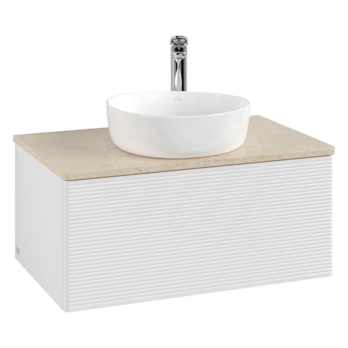 Villeroy & Boch Antao Waschbeckenunterschrank, 80 x 36 cm, 1 Auszug, Front mit Struktur, mit Hahnloch