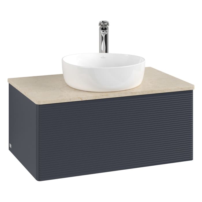 Villeroy & Boch Antao Waschbeckenunterschrank, 80 x 36 cm, 1 Auszug, Front mit Struktur, mit Hahnloch