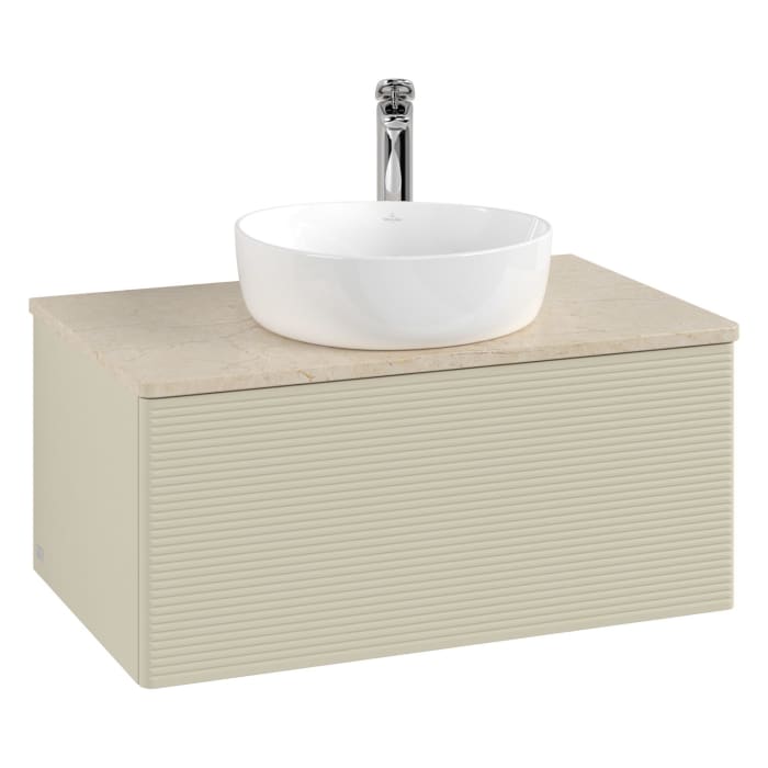 Villeroy & Boch Antao Waschbeckenunterschrank, 80 x 36 cm, 1 Auszug, Front mit Struktur, mit Hahnloch