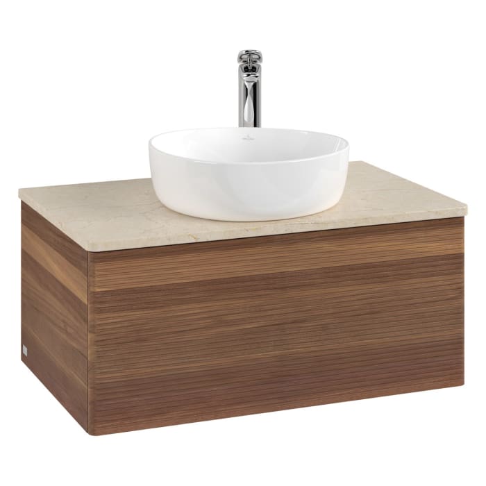 Villeroy & Boch Antao Waschbeckenunterschrank, 80 x 36 cm, 1 Auszug, Front mit Struktur, mit Hahnloch