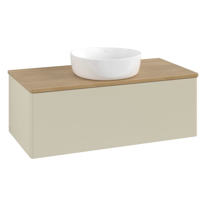 Villeroy & Boch Antao Waschbeckenunterschrank, 100 x 36 cm, 1 Auszug, Front ohne Struktur, ohne Hahnloch
